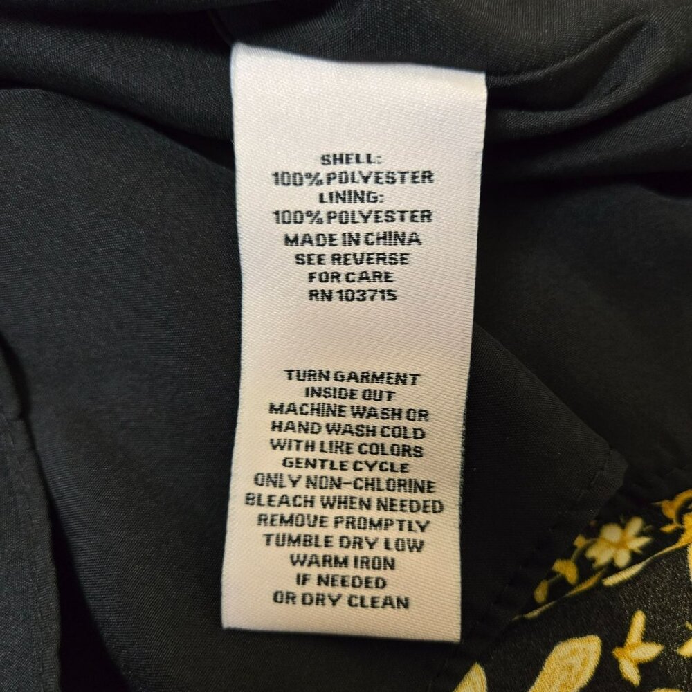 NWT Nanette Lepore Black Gold Yellow Floral Bust Shirred Dress Size 14 - Picture 11 of 15